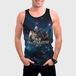 Майка-безрукавка мужская Warhammer 40000 space marine 2 ультрамарин в броне, цвет: 3D-черный — фото 2