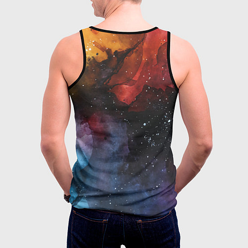 Мужская майка без рукавов Акварельная цветная абстракция / 3D-Черный – фото 4