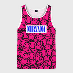 Майка-безрукавка мужская Nirvana pink logo, цвет: 3D-белый