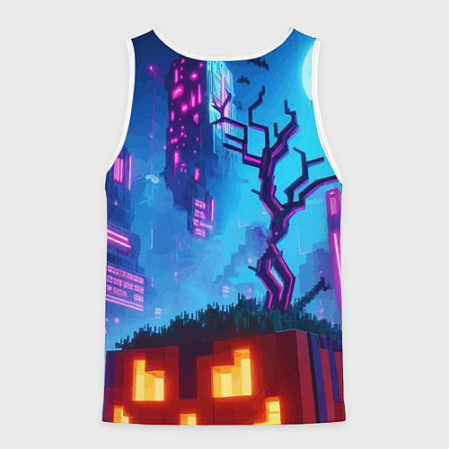 Мужская майка без рукавов Minecraft and halloween - neon glow / 3D-Белый – фото 2