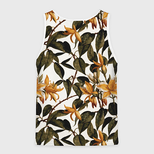 Мужская майка без рукавов Желтые ретро цветы / 3D-Белый – фото 2