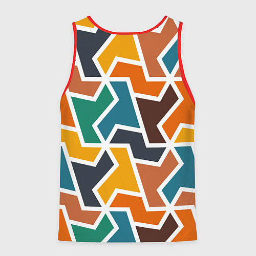 Мужская майка без рукавов Геометрический узор разноцветный / 3D-Красный – фото 2