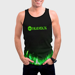 Майка-безрукавка мужская Deadlock logo зеленый огонь, цвет: 3D-черный — фото 2