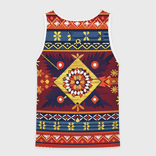 Мужская майка без рукавов Стиль советского ковра узоры и орнамент / 3D-Белый – фото 2