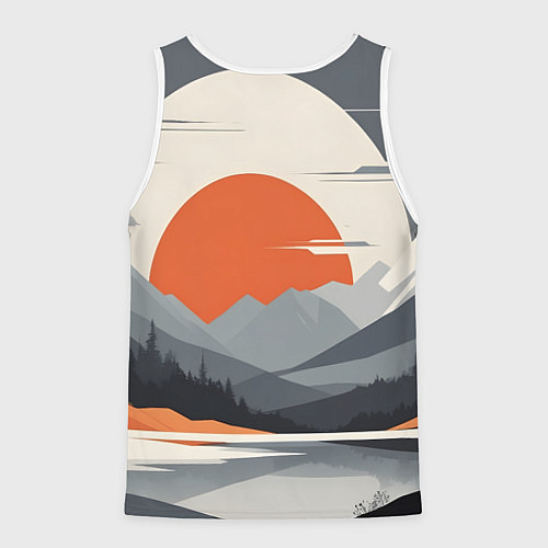 Мужская майка без рукавов Горы медведь геометрия / 3D-Белый – фото 2