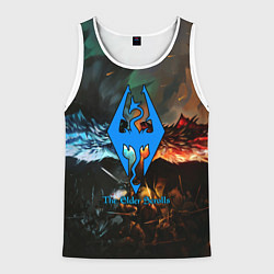 Майка-безрукавка мужская Skyrim драконы, цвет: 3D-белый