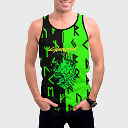 Майка-безрукавка мужская Cyberpunk 2077 символы, цвет: 3D-черный — фото 2