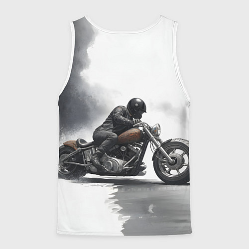 Мужская майка без рукавов Крутой байкер скетч / 3D-Белый – фото 2