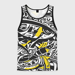 Майка-безрукавка мужская Черно-желтый орнамент, цвет: 3D-черный