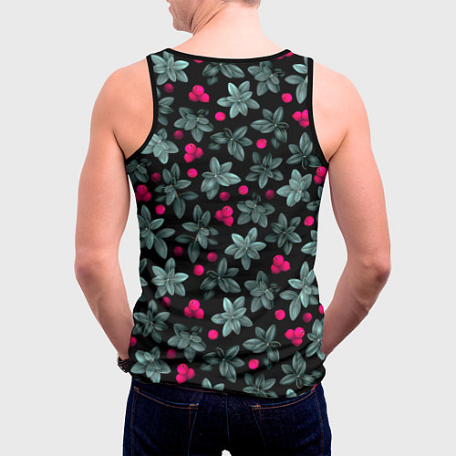 Мужская майка без рукавов Клюквенный паттерн / 3D-Черный – фото 4