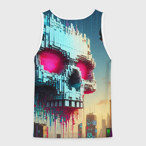 Мужская майка без рукавов Cool pixel skull - ai art fantasy / 3D-Белый – фото 2