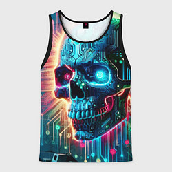 Майка-безрукавка мужская Cool cyber skull - neon glow, цвет: 3D-черный