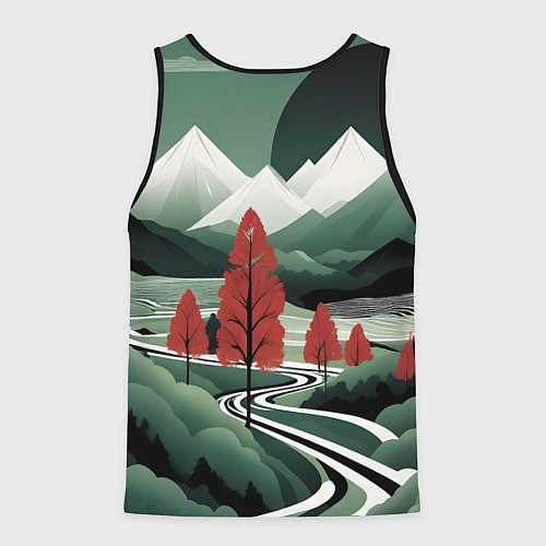 Мужская майка без рукавов Дорога на природу / 3D-Черный – фото 2