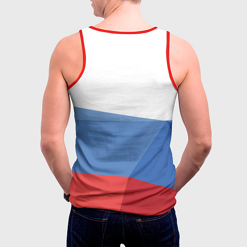 Мужская майка без рукавов Триколор флаг России / 3D-Красный – фото 4