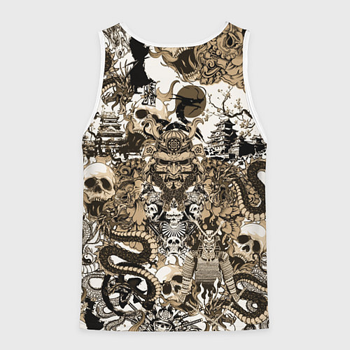 Мужская майка без рукавов Дракон и самураи в японском стиле / 3D-Белый – фото 2