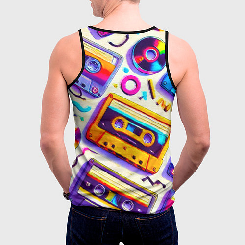 Мужская майка без рукавов Магия микстейпов: Цветная ностальгия / 3D-Черный – фото 4