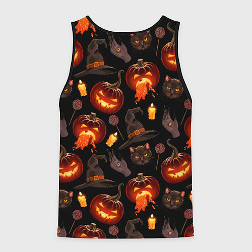 Мужская майка без рукавов Хэллоуин цветной паттерн / 3D-Черный – фото 2