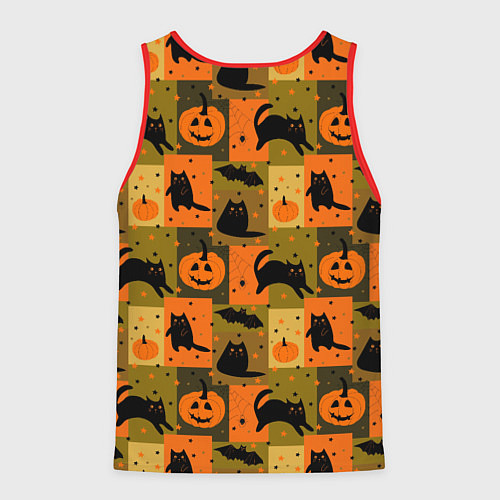 Мужская майка без рукавов Хэллоуин мозаика / 3D-Красный – фото 2