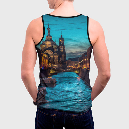 Мужская майка без рукавов Санкт-Петербург ночью / 3D-Черный – фото 4