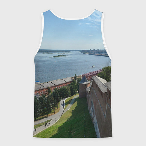 Мужская майка без рукавов Нижний Новгород на слиянии рек Волги и Оки / 3D-Белый – фото 2