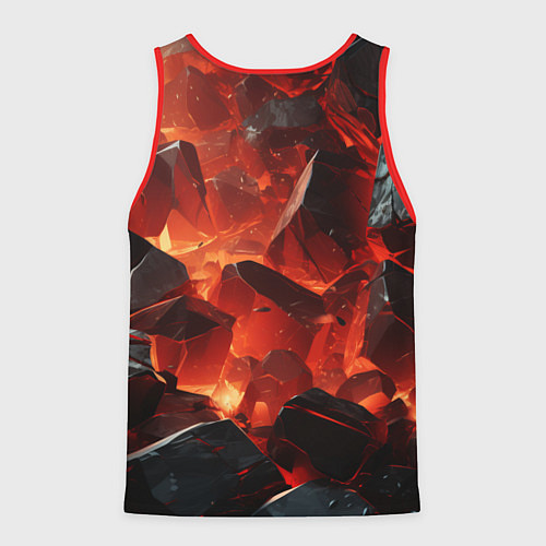 Мужская майка без рукавов Текстура черных камней / 3D-Красный – фото 2