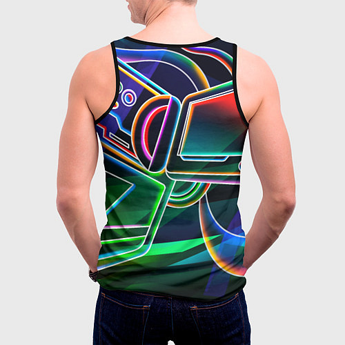 Мужская майка без рукавов Неоновая психоделика геймер / 3D-Черный – фото 4