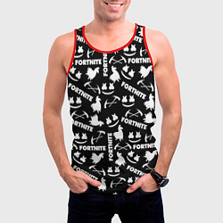 Майка-безрукавка мужская Fortnite black pattern, цвет: 3D-красный — фото 2