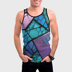 Майка-безрукавка мужская Цветное стекло абстракция, цвет: 3D-черный — фото 2