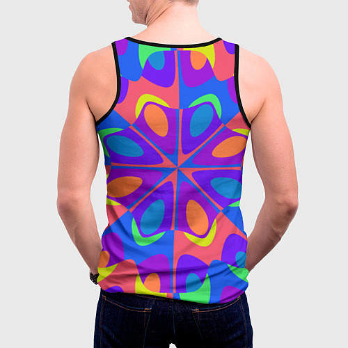 Мужская майка без рукавов Оптический узор красочная мозаика / 3D-Черный – фото 4