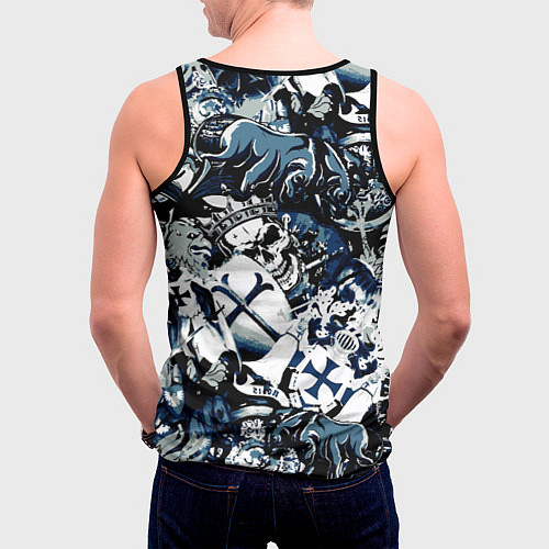 Мужская майка без рукавов Рыцари средневековья цербер и череп короля / 3D-Черный – фото 4
