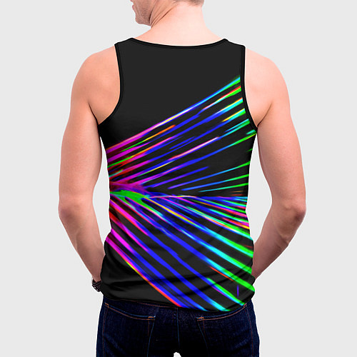 Мужская майка без рукавов Неоновый лучи текстура / 3D-Черный – фото 4