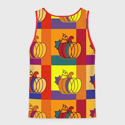 Мужская майка без рукавов Тыква разноцветная / 3D-Красный – фото 2