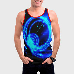 Майка-безрукавка мужская Оптические синие волны, цвет: 3D-красный — фото 2