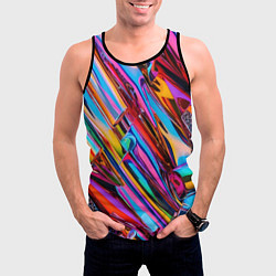 Майка-безрукавка мужская Разноцветная фольга, цвет: 3D-черный — фото 2