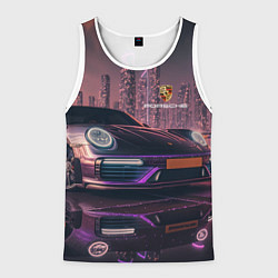 Майка-безрукавка мужская Porshe neon city, цвет: 3D-белый