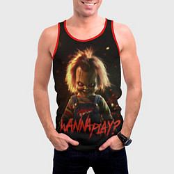 Майка-безрукавка мужская Chucky wanna play?, цвет: 3D-красный — фото 2
