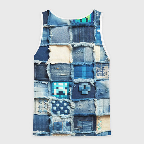 Мужская майка без рукавов Пэчворк из Minecraft / 3D-Белый – фото 2