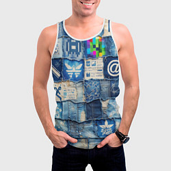 Майка-безрукавка мужская Пэчворк с игровыми значками, цвет: 3D-белый — фото 2