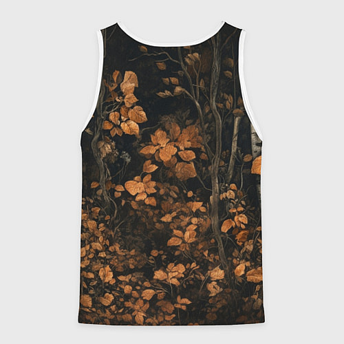 Мужская майка без рукавов Лис в осенней чаще / 3D-Белый – фото 2