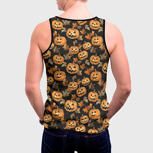 Мужская майка без рукавов Тыквы с лицами / 3D-Черный – фото 4