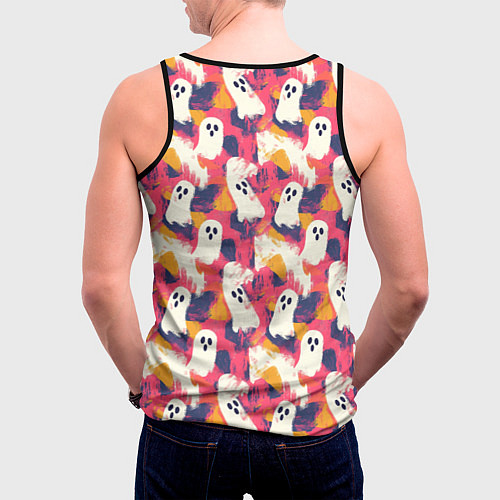 Мужская майка без рукавов Приведения на ярком фоне / 3D-Черный – фото 4
