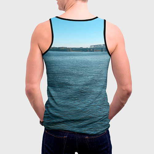 Мужская майка без рукавов Река Волга / 3D-Черный – фото 4