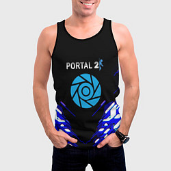 Майка-безрукавка мужская Portal 2 неоновая текстура, цвет: 3D-черный — фото 2