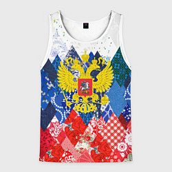 Майка-безрукавка мужская Russia - флаг россии, цвет: 3D-белый