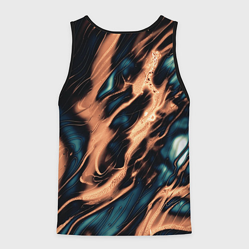 Мужская майка без рукавов Абстракция тёмный бирюзово-медный / 3D-Черный – фото 2