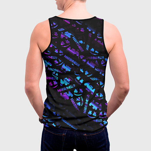 Мужская майка без рукавов Marshmello neon club / 3D-Черный – фото 4