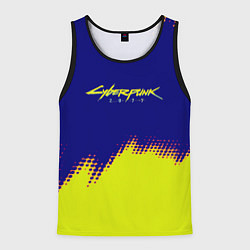 Майка-безрукавка мужская Cyberpunk 2077 краски жёлтые, цвет: 3D-черный