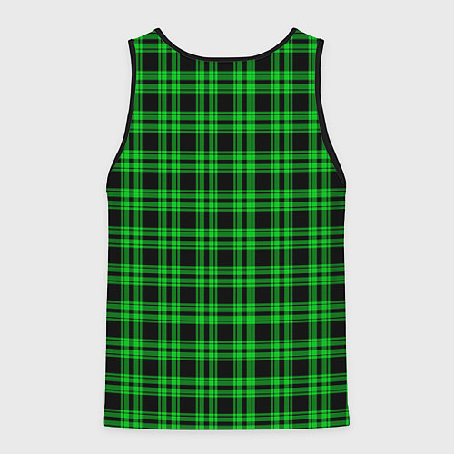 Мужская майка без рукавов Чёрно-зелёный клетчатый / 3D-Черный – фото 2