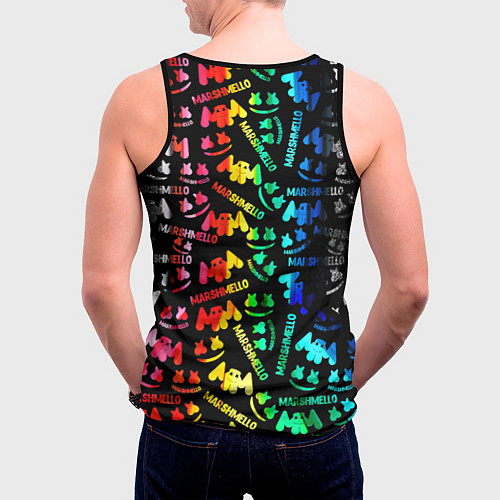 Мужская майка без рукавов Marshmello neon color / 3D-Черный – фото 4