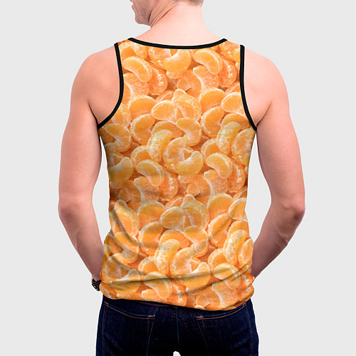 Мужская майка без рукавов Паттерн дольки мандарин / 3D-Черный – фото 4